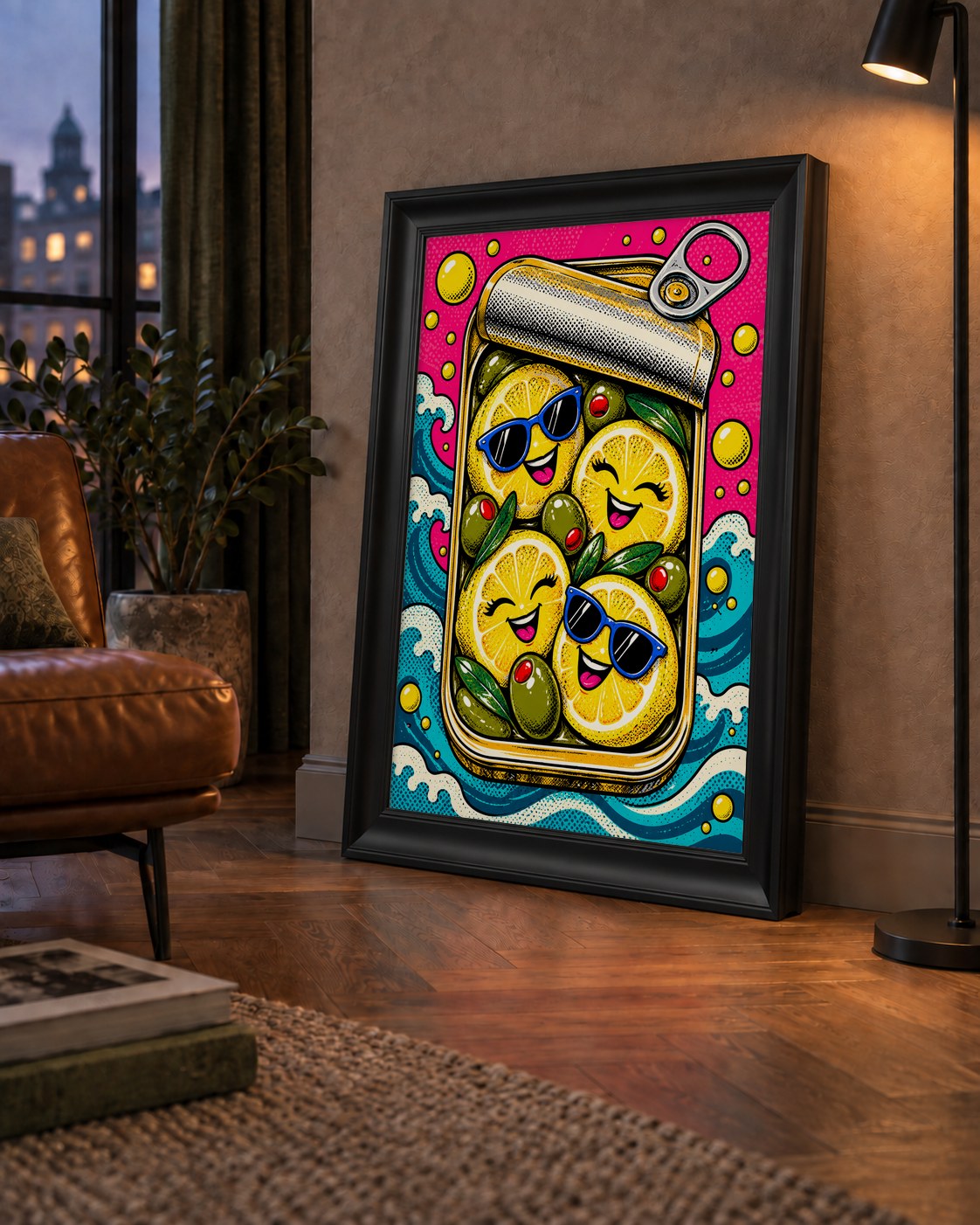 Limon ve Zeytinli Neşeli Konserve Poster - Çizgi Roman Stil