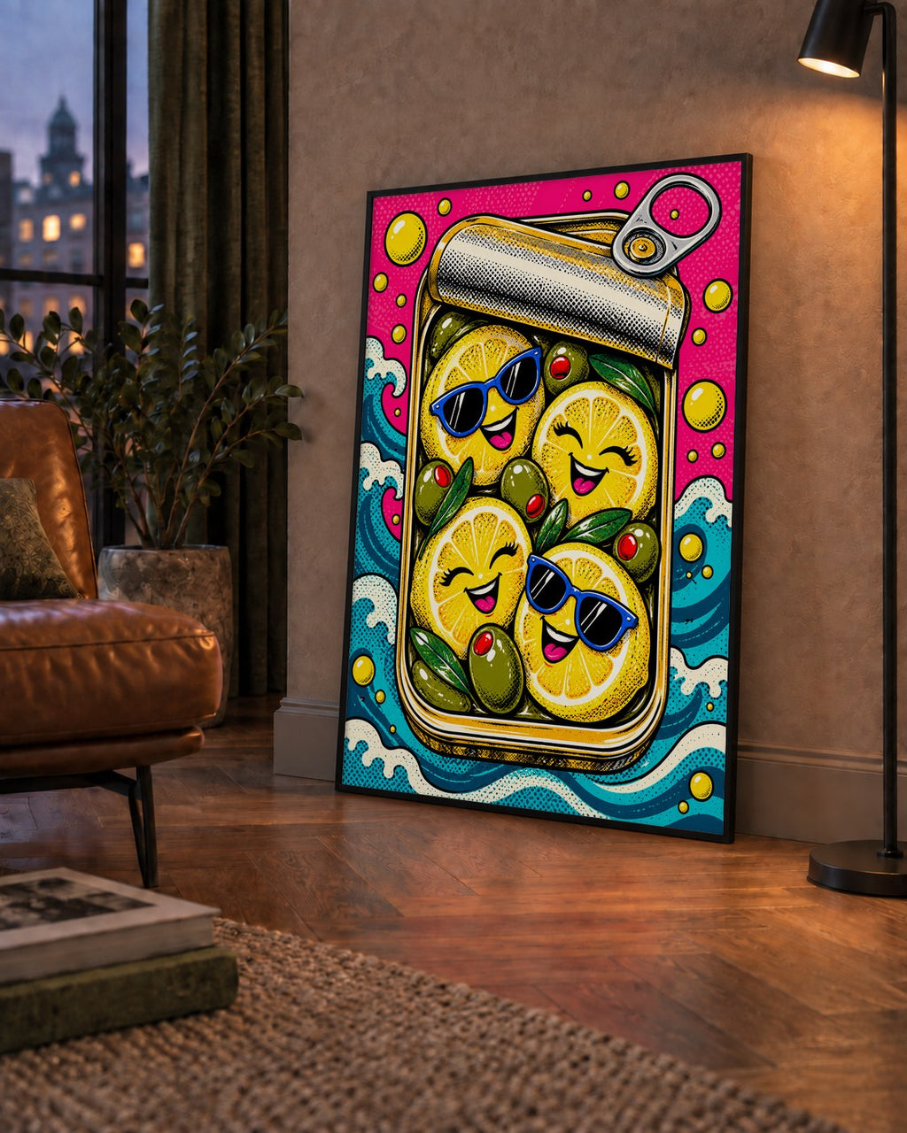 Limon ve Zeytinli Neşeli Konserve Poster - Çizgi Roman Stil