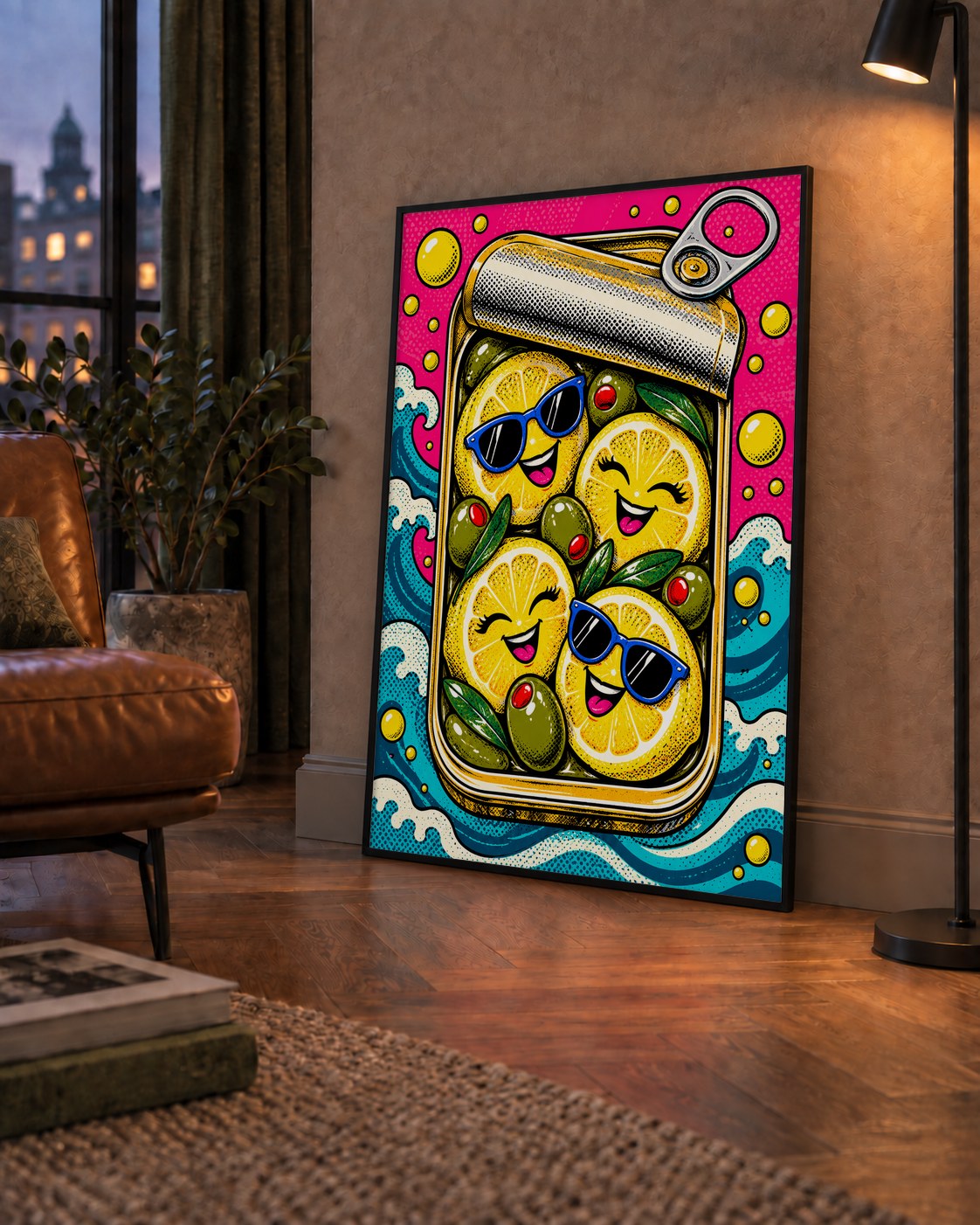 Limon ve Zeytinli Neşeli Konserve Poster - Çizgi Roman Stil