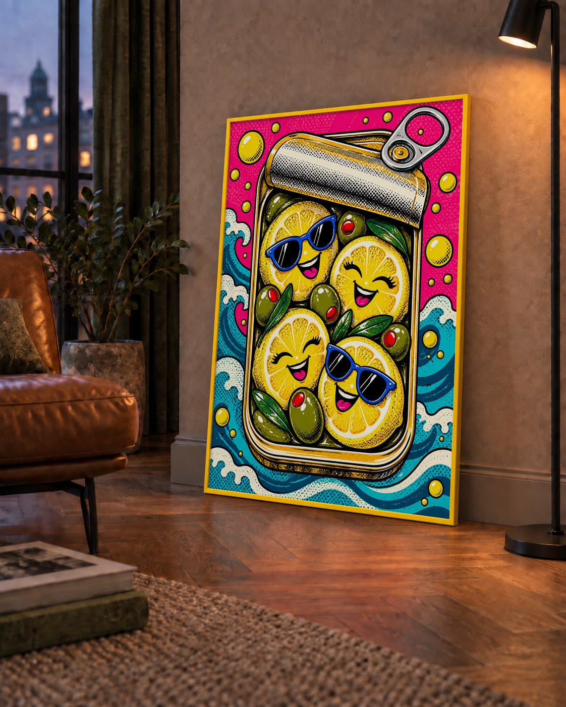 Limon ve Zeytinli Neşeli Konserve Poster - Çizgi Roman Stil