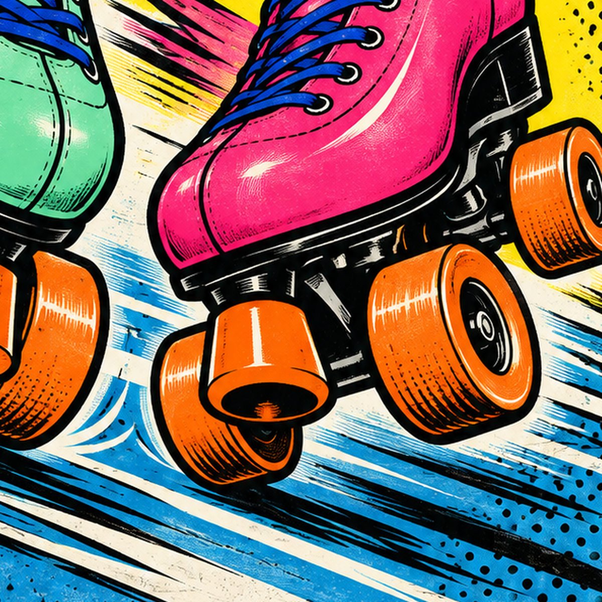 Pop Art Renkli Patenler Poster – Canlı ve Enerjik Duvar Dekoru — baskının yakın çekimi, kâğıt dokusu ve renk detayı