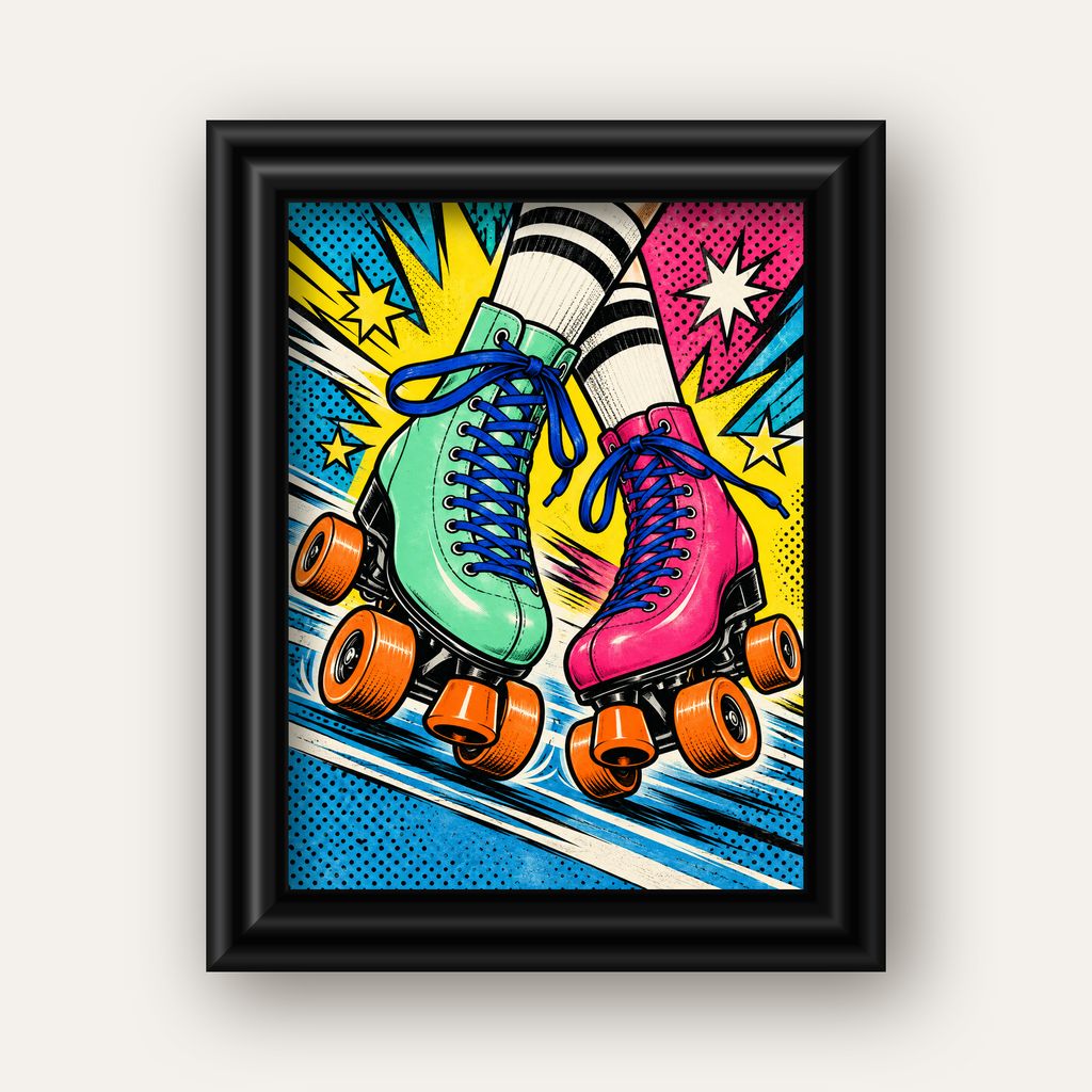 Pop Art Renkli Patenler Poster – Canlı ve Enerjik Duvar Dekoru — siyah galeri çerçeveli