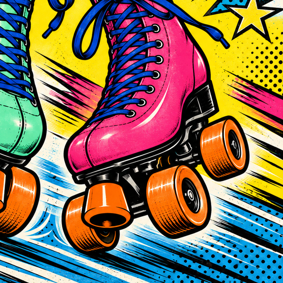 Pop Art Renkli Patenler Poster – Canlı ve Enerjik Duvar Dekoru — baskının yakın çekimi, kâğıt dokusu ve renk detayı
