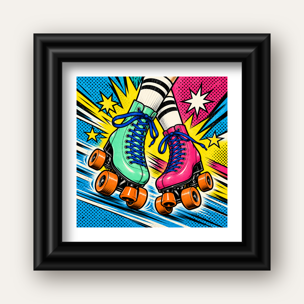 Pop Art Renkli Patenler Poster – Canlı ve Enerjik Duvar Dekoru — siyah galeri çerçeveli paspartulu