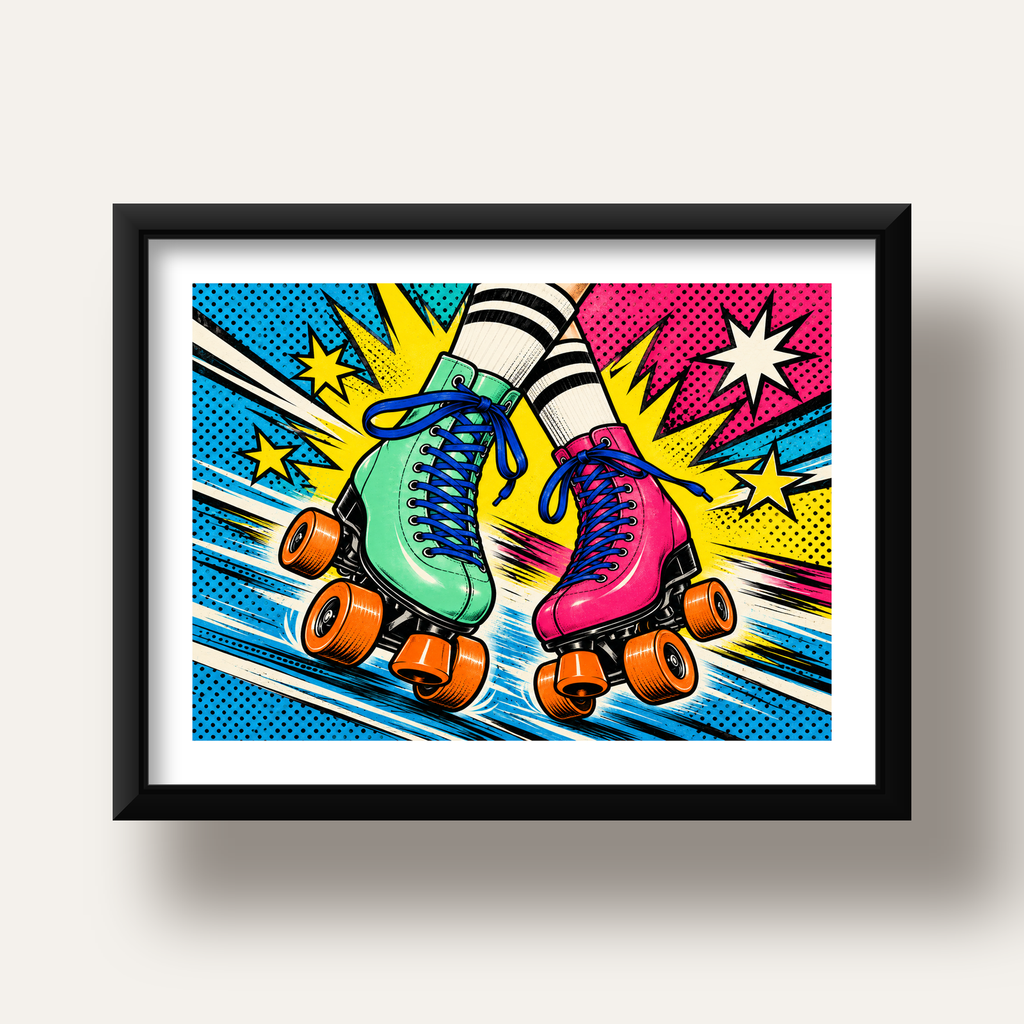 Pop Art Renkli Patenler Poster – Canlı ve Enerjik Duvar Dekoru — siyah derin çerçeveli paspartulu