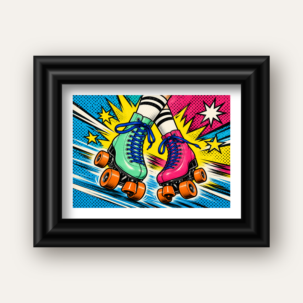 Pop Art Renkli Patenler Poster – Canlı ve Enerjik Duvar Dekoru — siyah galeri çerçeveli paspartulu