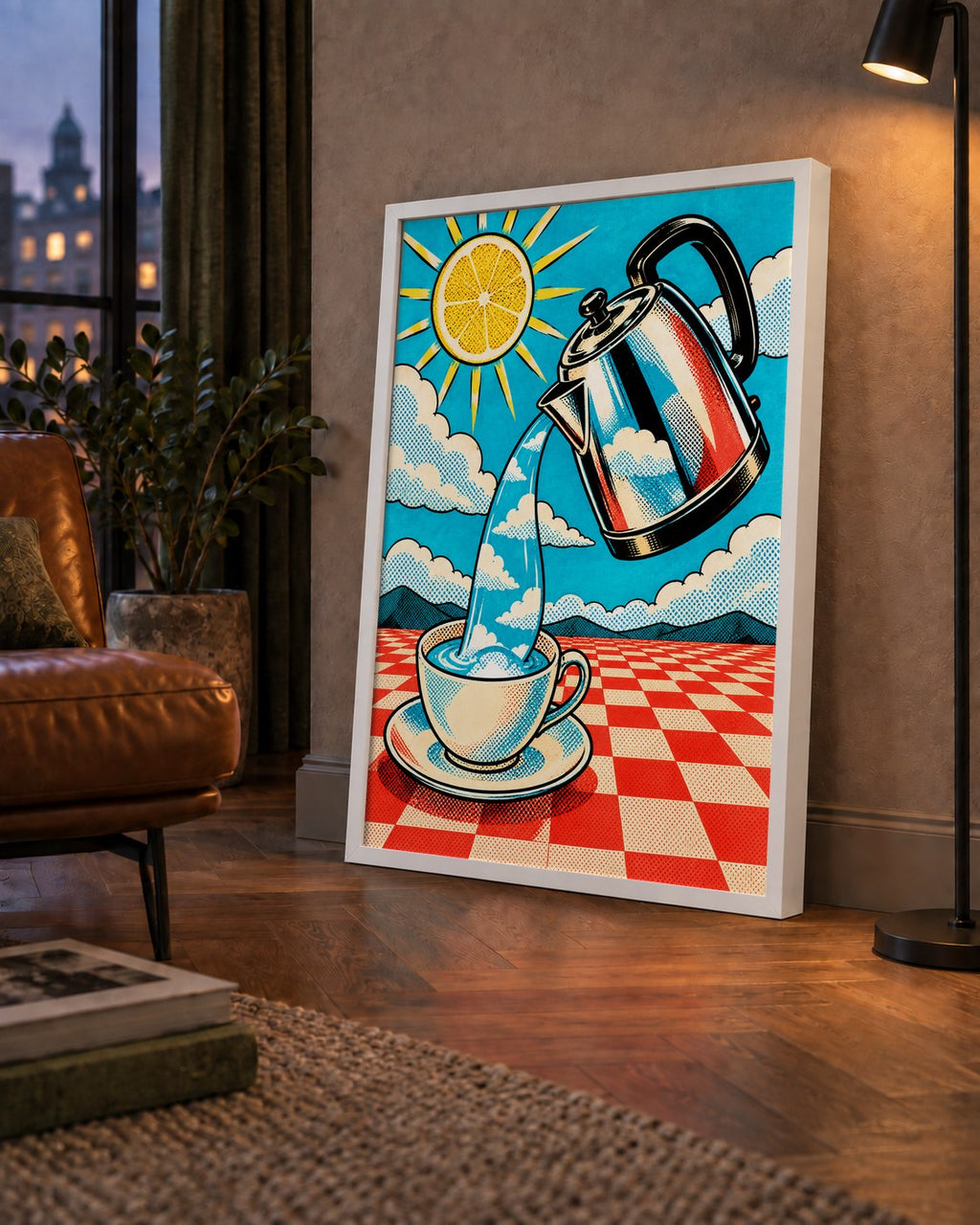 Retro Çay Konsepti Pop Art Poster – Renkli Modern Dekor
