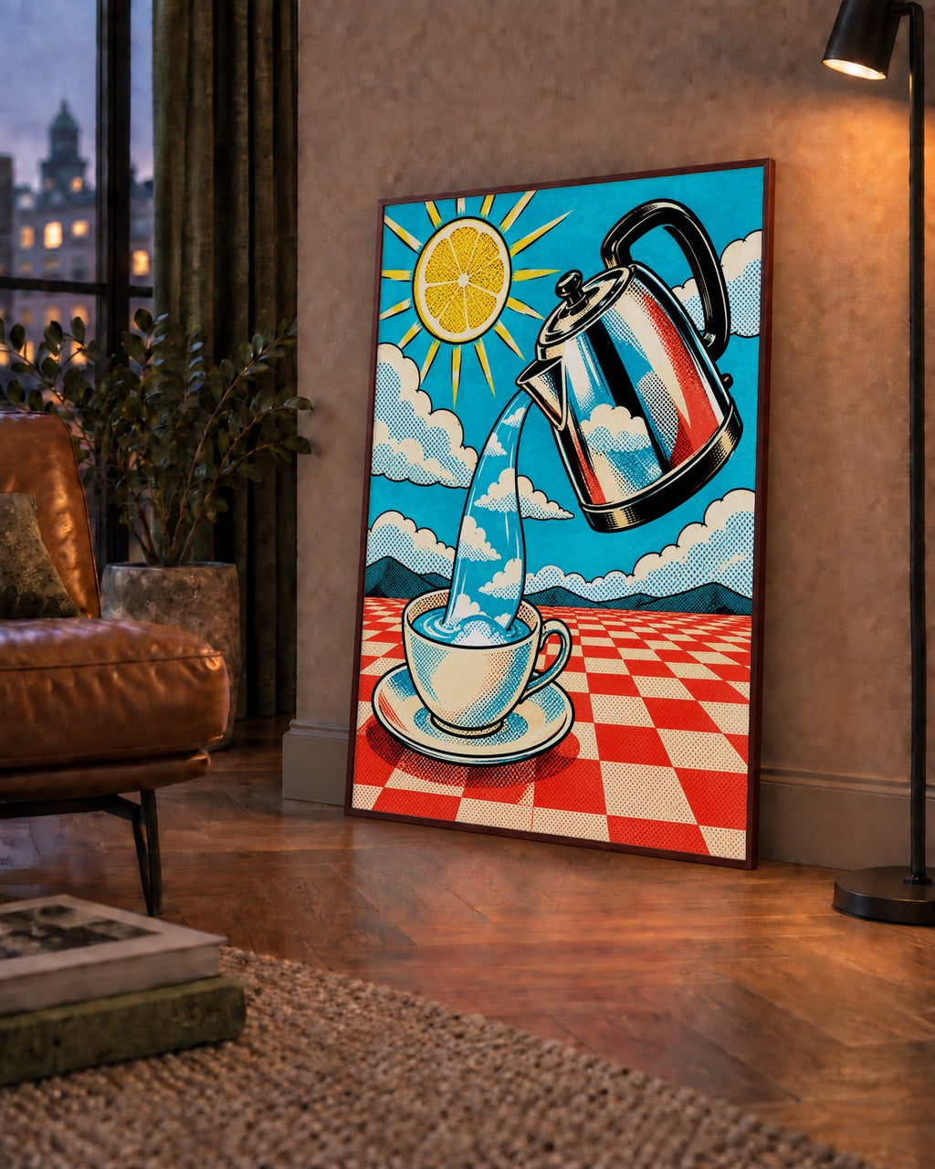 Retro Çay Konsepti Pop Art Poster – Renkli Modern Dekor