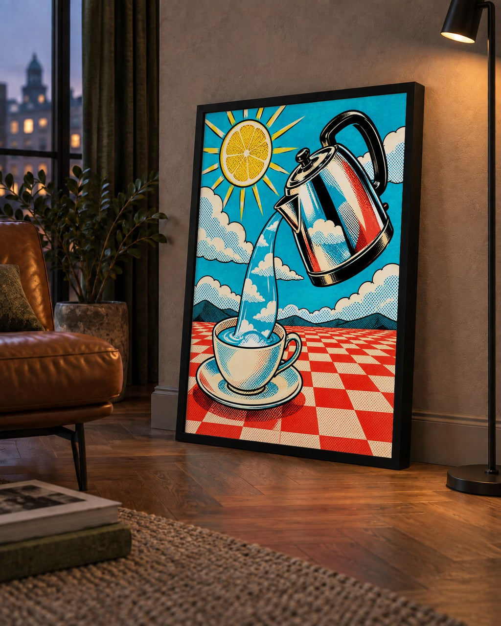 Retro Çay Konsepti Pop Art Poster – Renkli Modern Dekor