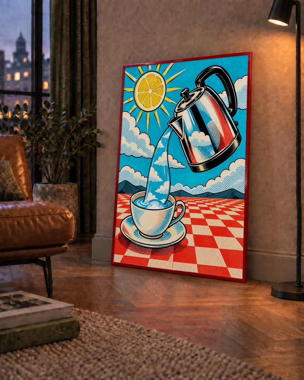 Retro Çay Konsepti Pop Art Poster – Renkli Modern Dekor