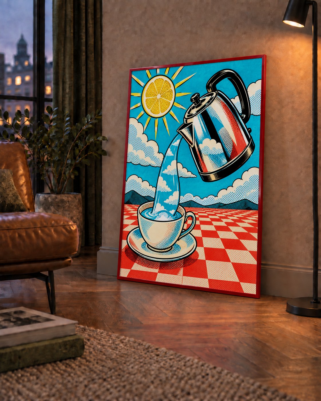 Retro Çay Konsepti Pop Art Poster – Renkli Modern Dekor