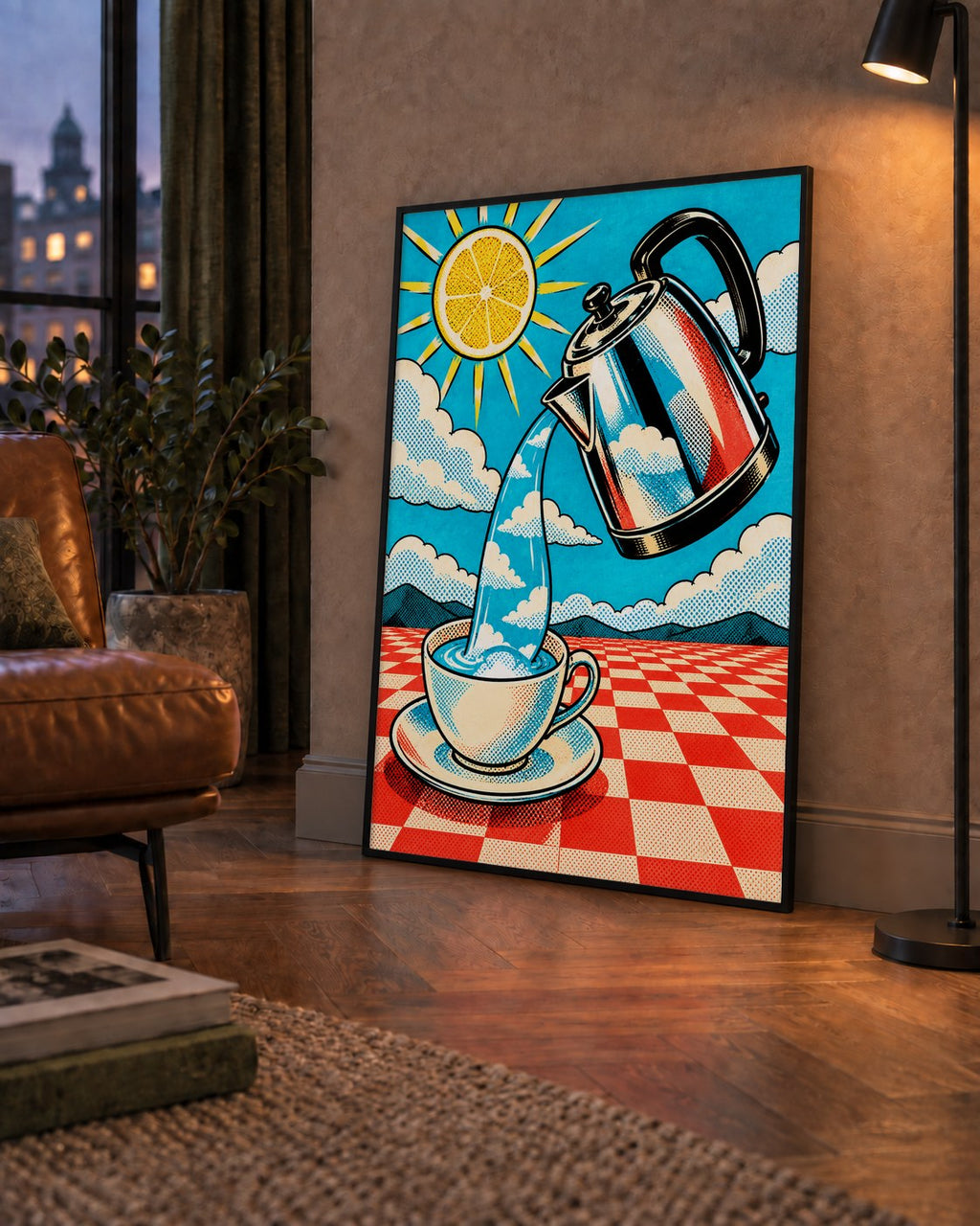 Retro Çay Konsepti Pop Art Poster – Renkli Modern Dekor