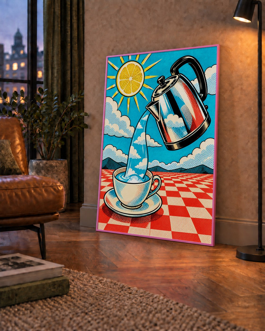 Retro Çay Konsepti Pop Art Poster – Renkli Modern Dekor