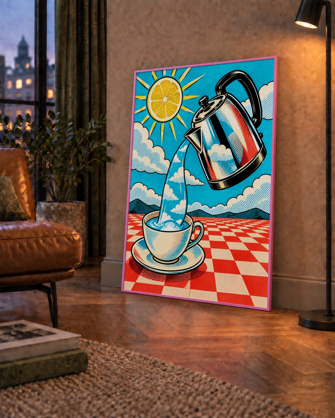 Retro Çay Konsepti Pop Art Poster – Renkli Modern Dekor