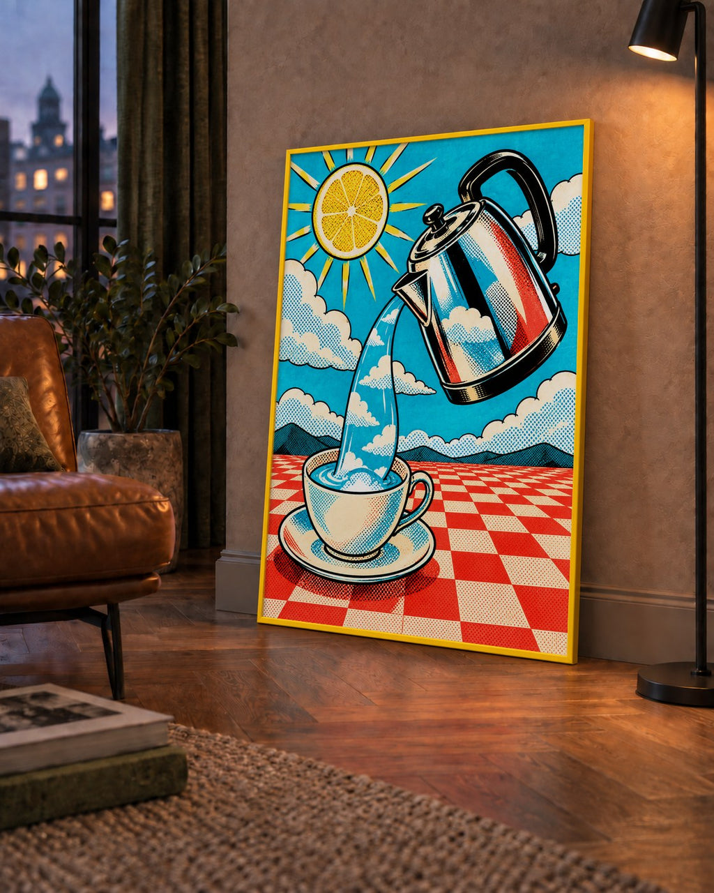 Retro Çay Konsepti Pop Art Poster – Renkli Modern Dekor