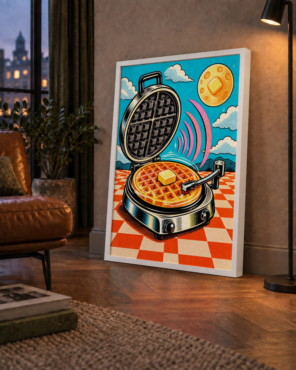 Retro Waffle Pikap Poster – Pop-Art, Müzikli Duvar Dekoru