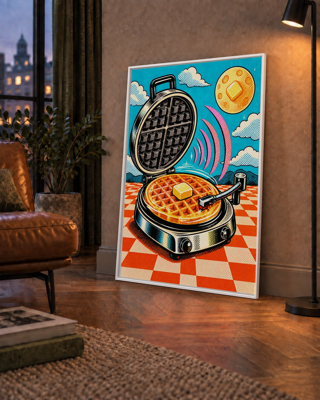 Retro Waffle Pikap Poster – Pop-Art, Müzikli Duvar Dekoru