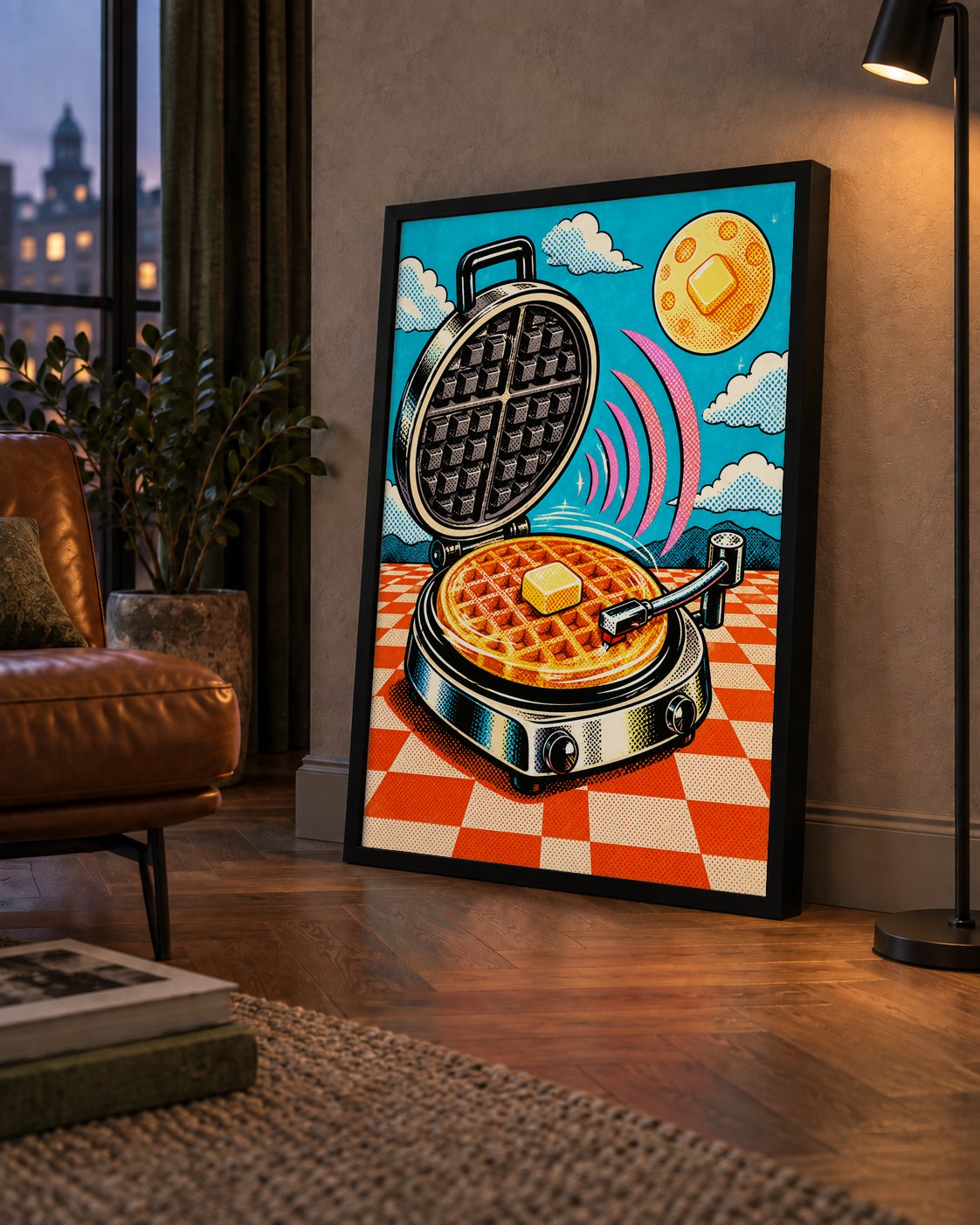 Retro Waffle Pikap Poster – Pop-Art, Müzikli Duvar Dekoru