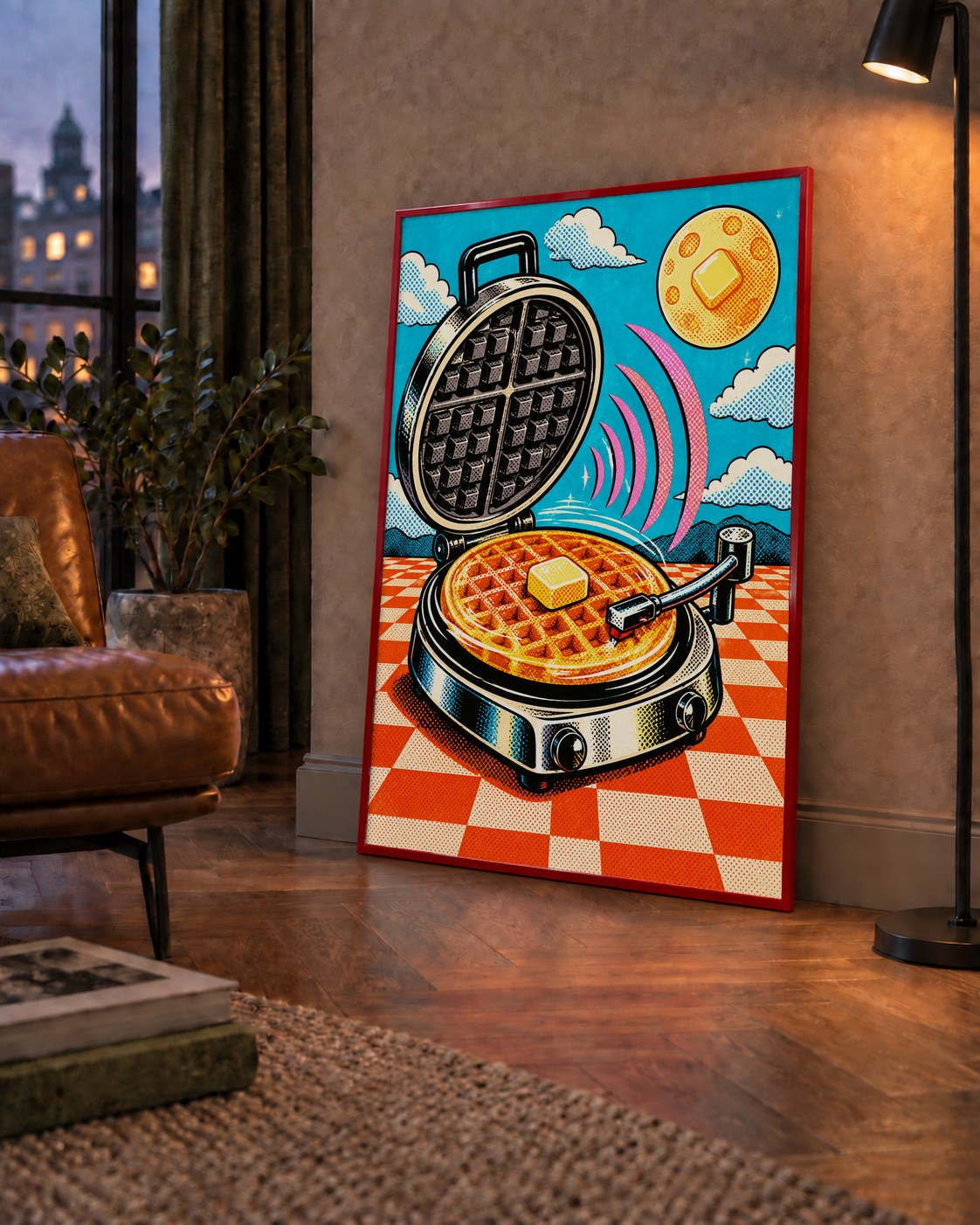 Retro Waffle Pikap Poster – Pop-Art, Müzikli Duvar Dekoru