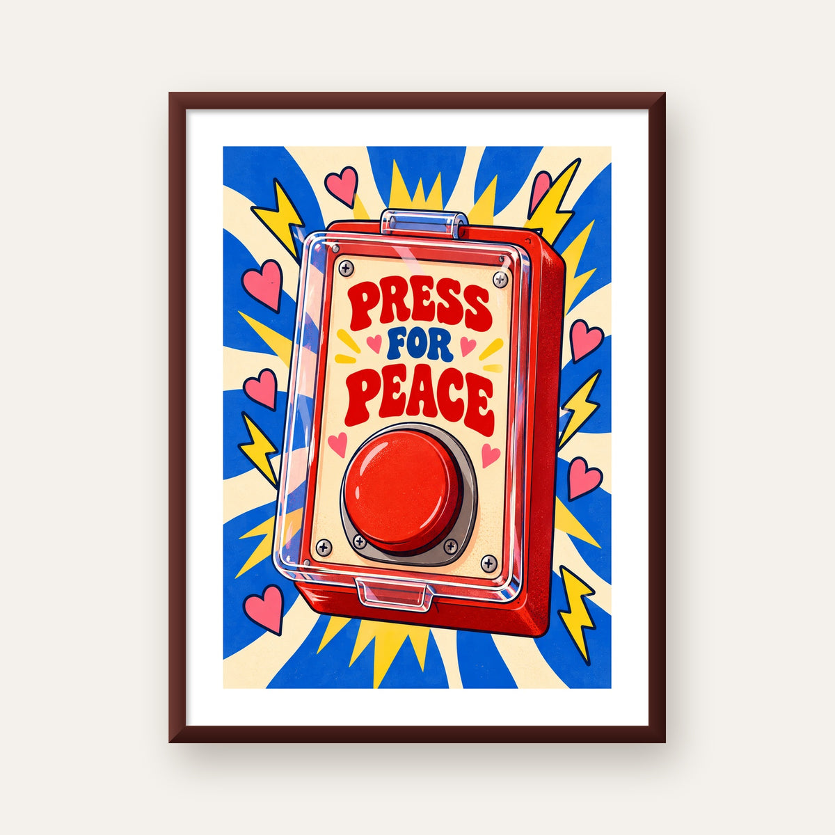 Press for Peace — ceviz çerçeveli paspartulu