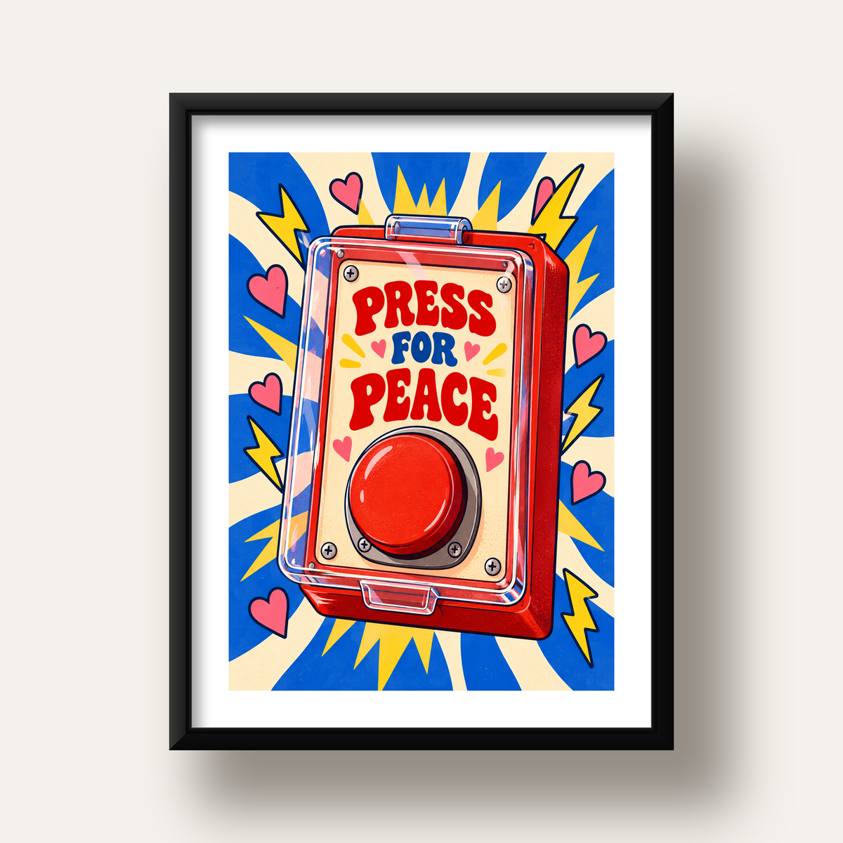 Press for Peace — siyah derin çerçeveli paspartulu