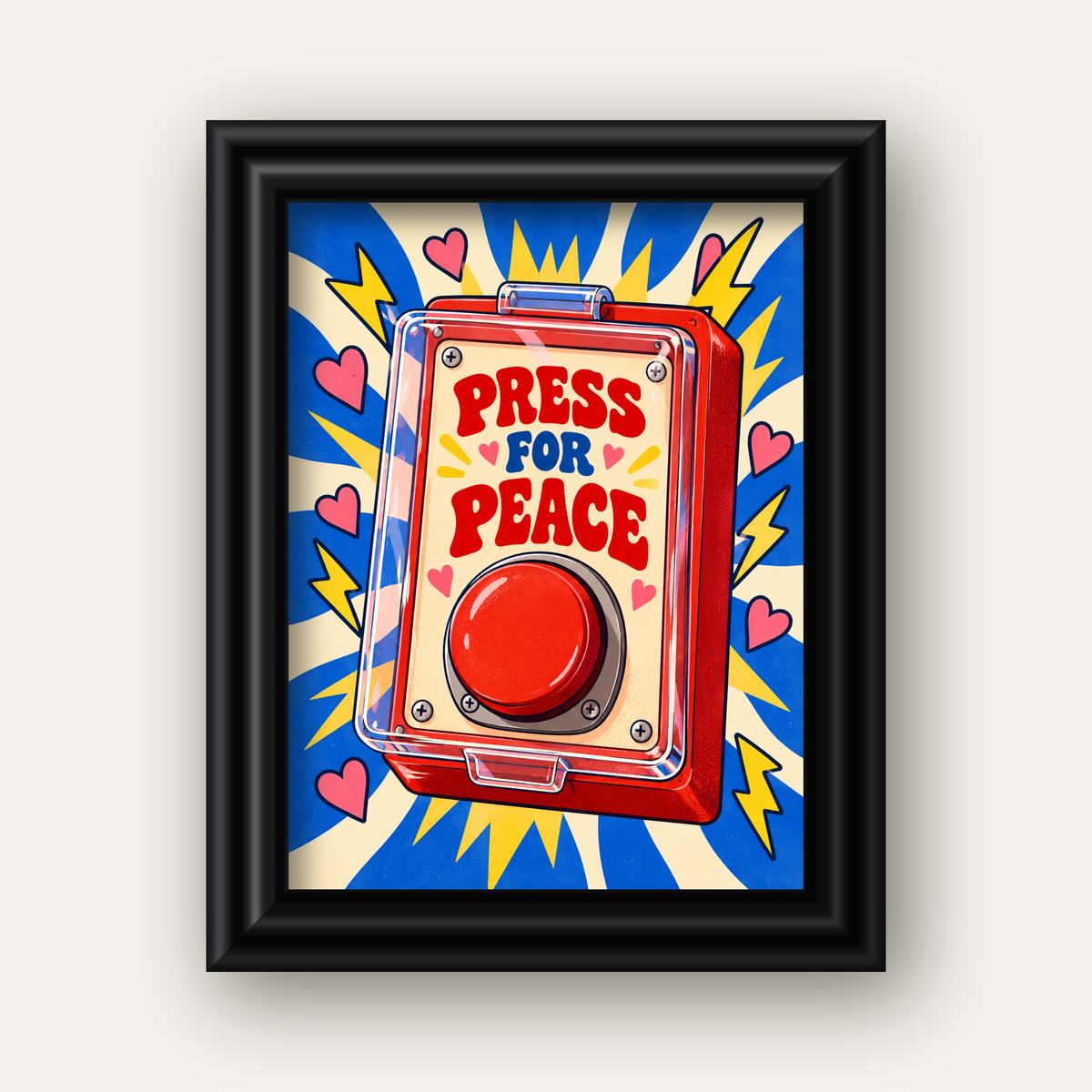 Press for Peace — siyah galeri çerçeveli