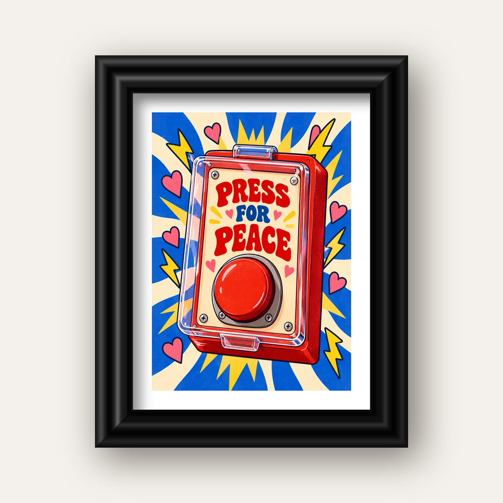 Press for Peace — siyah galeri çerçeveli paspartulu
