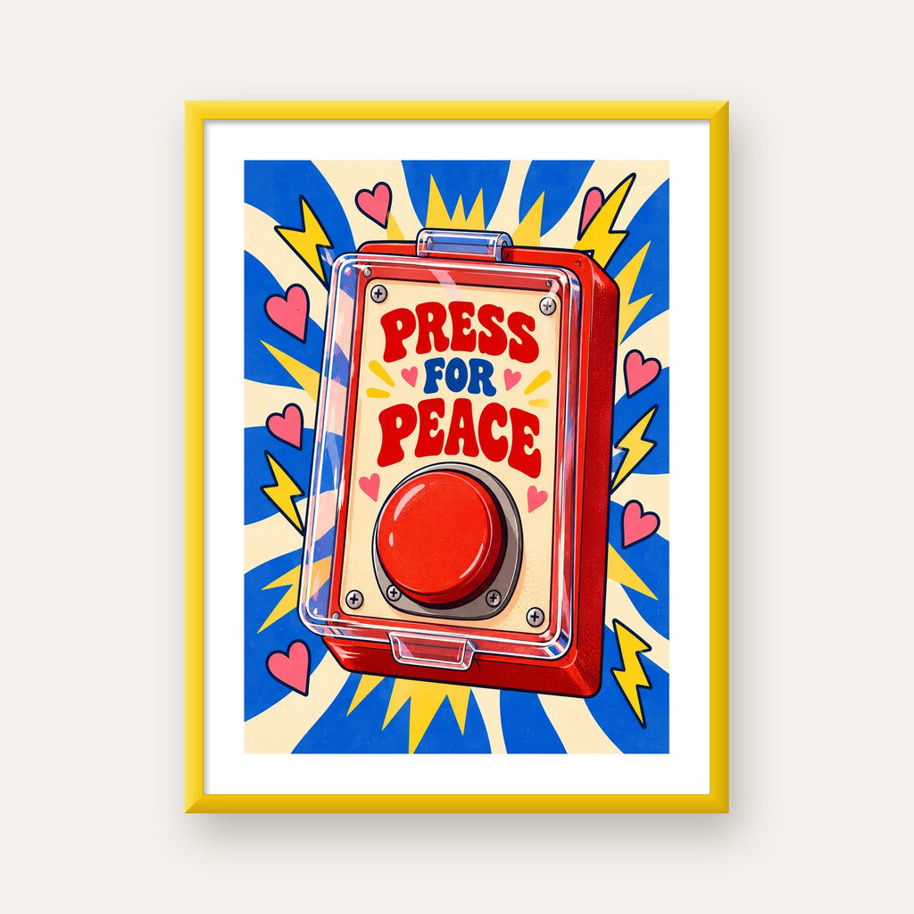 Press for Peace — sarı çerçeveli paspartulu
