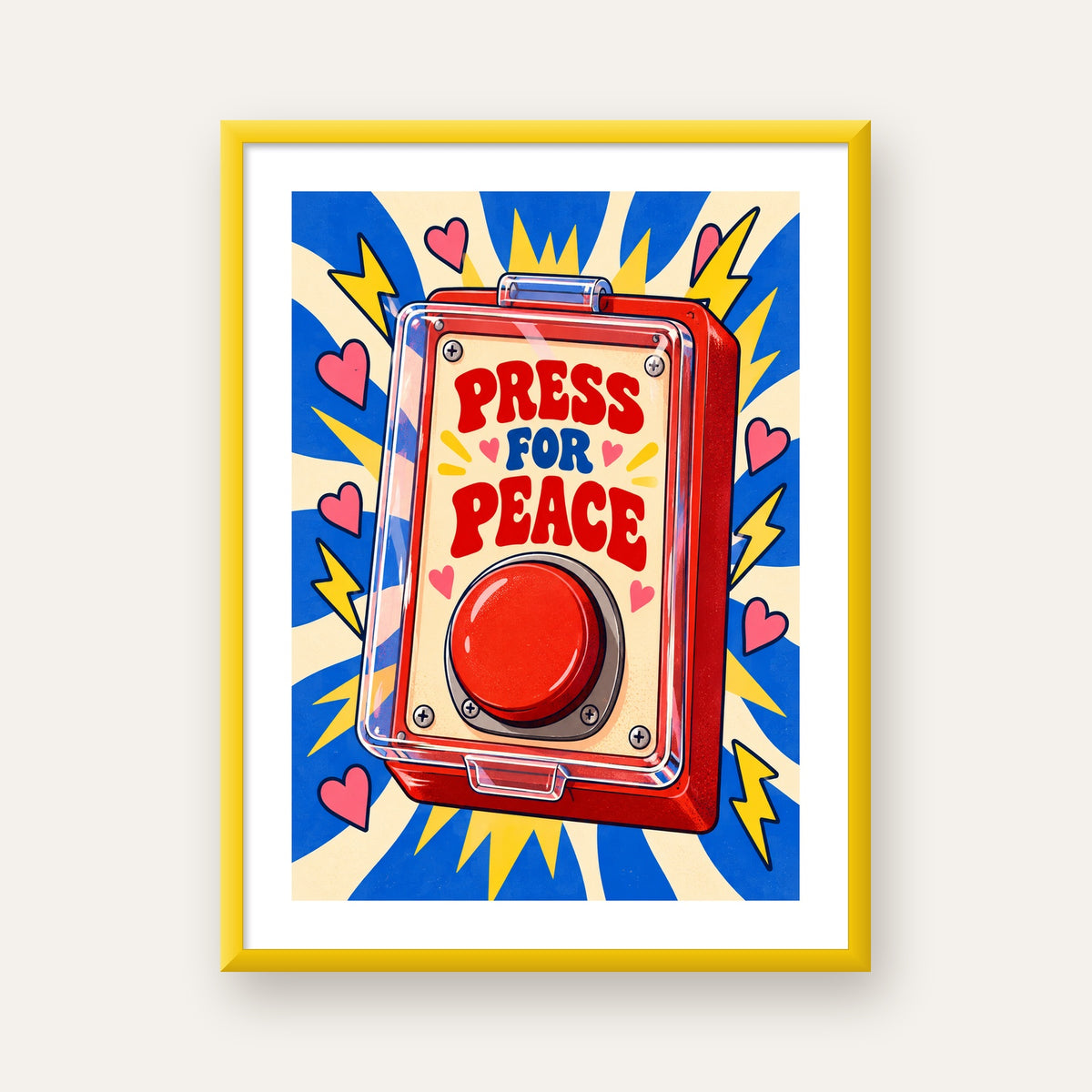 Press for Peace — sarı çerçeveli paspartulu