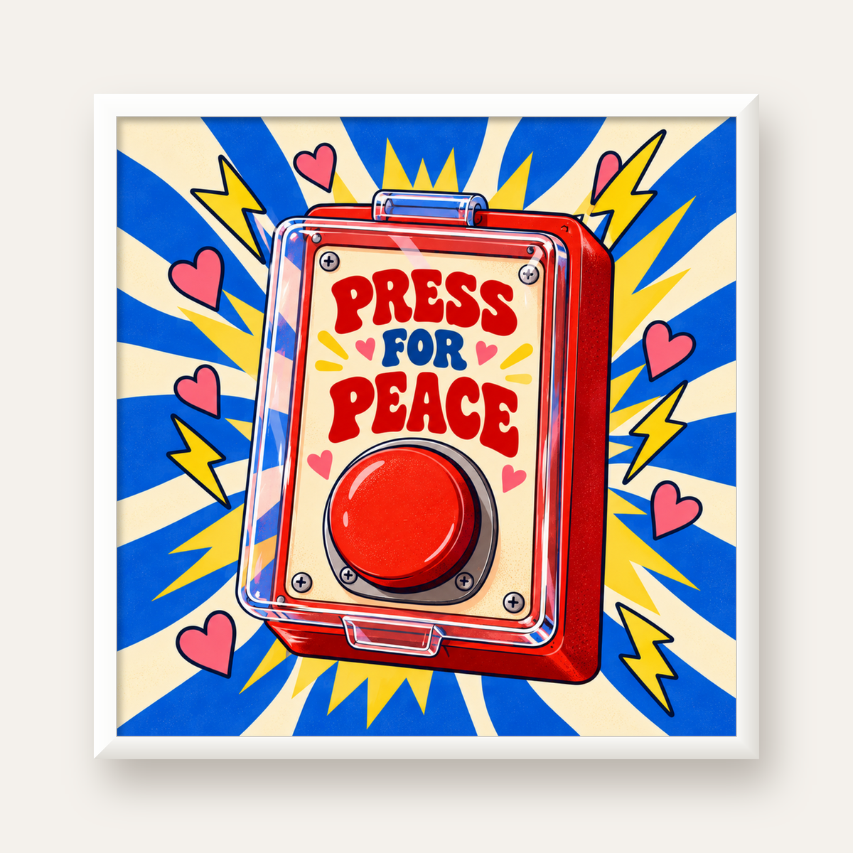 Press for Peace — beyaz çerçeveli kare poster