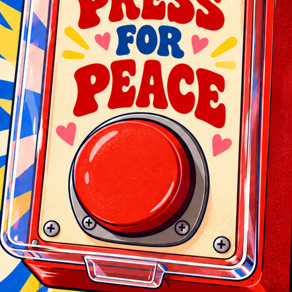 PRESS FOR PEACE: Barış İçin Butona Bas Poster — baskının yakın çekimi, kâğıt dokusu ve renk detayı