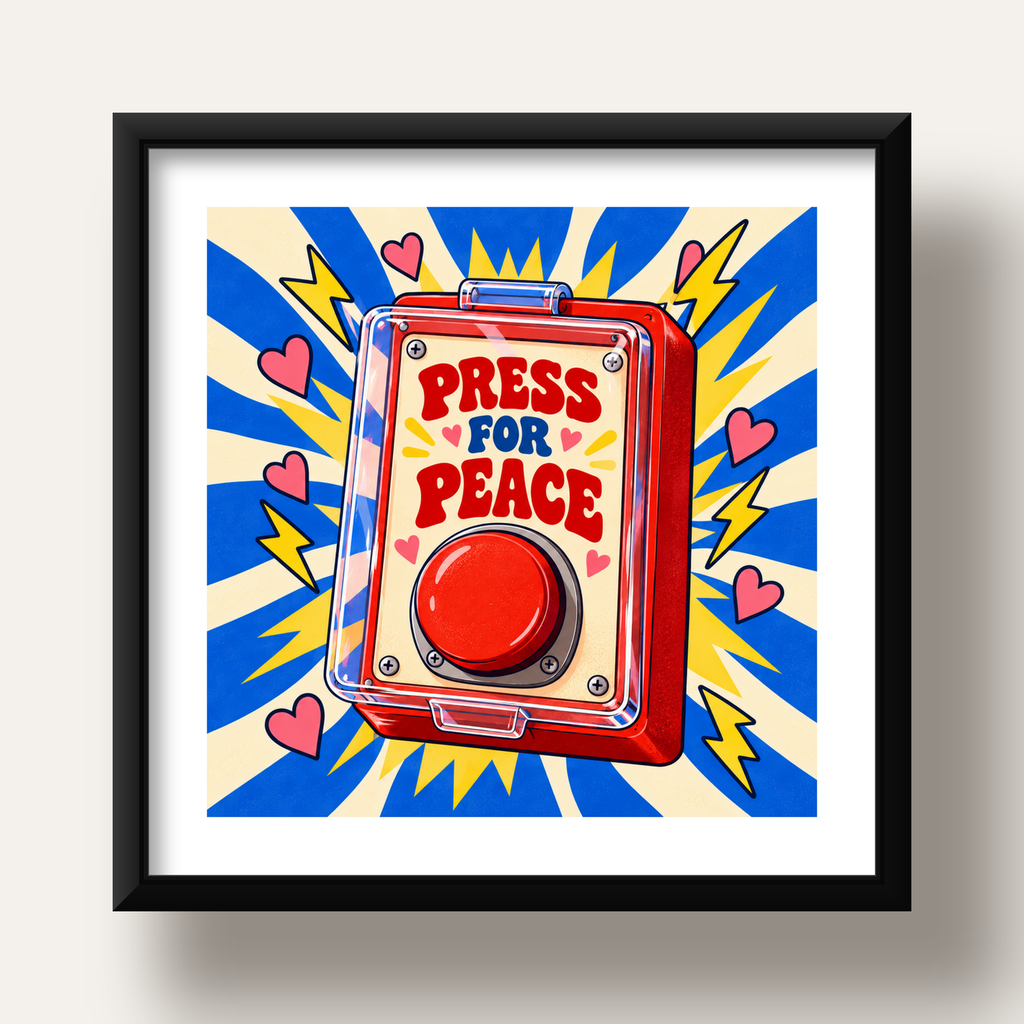 Press for Peace — siyah derin çerçeveli paspartulu