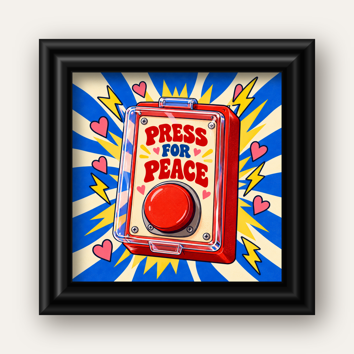 Press for Peace — siyah galeri çerçeveli