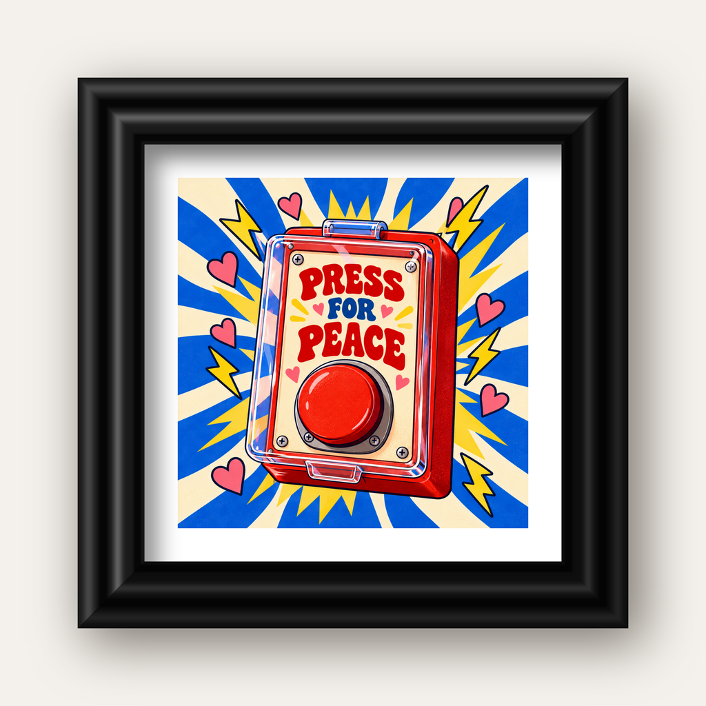 Press for Peace — siyah galeri çerçeveli paspartulu