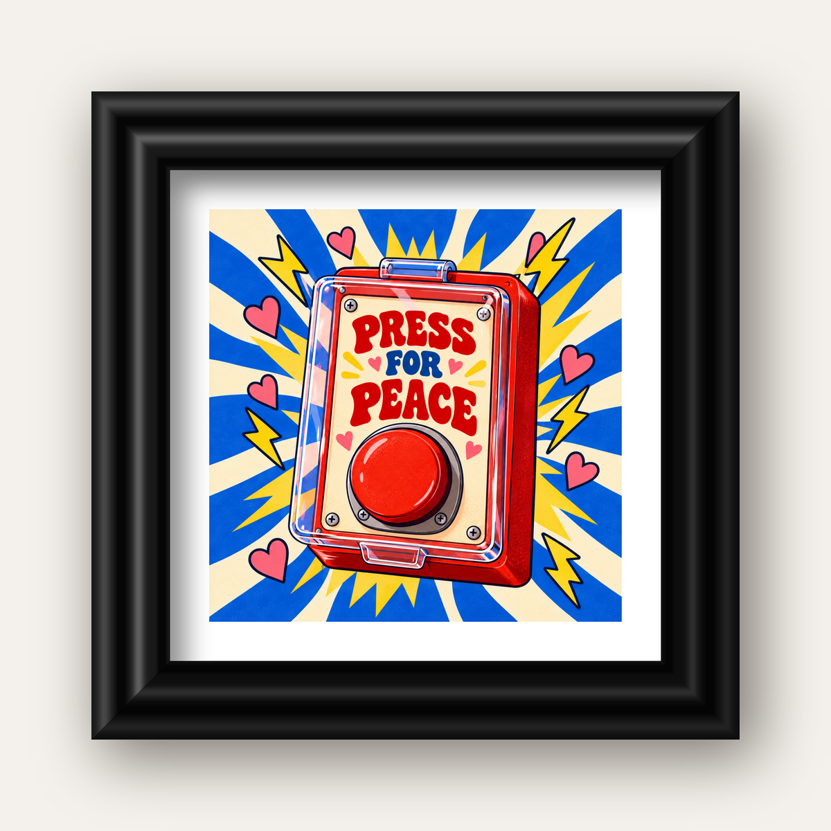 Press for Peace — siyah galeri çerçeveli paspartulu