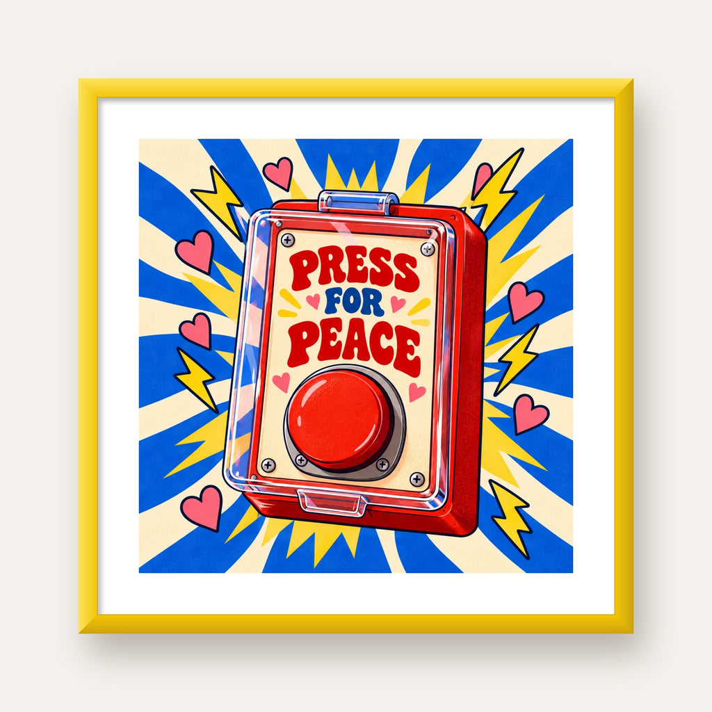 Press for Peace — sarı çerçeveli paspartulu