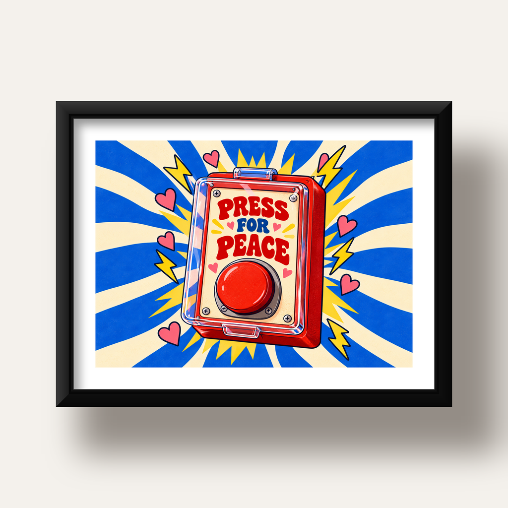 Press for Peace — siyah derin çerçeveli paspartulu