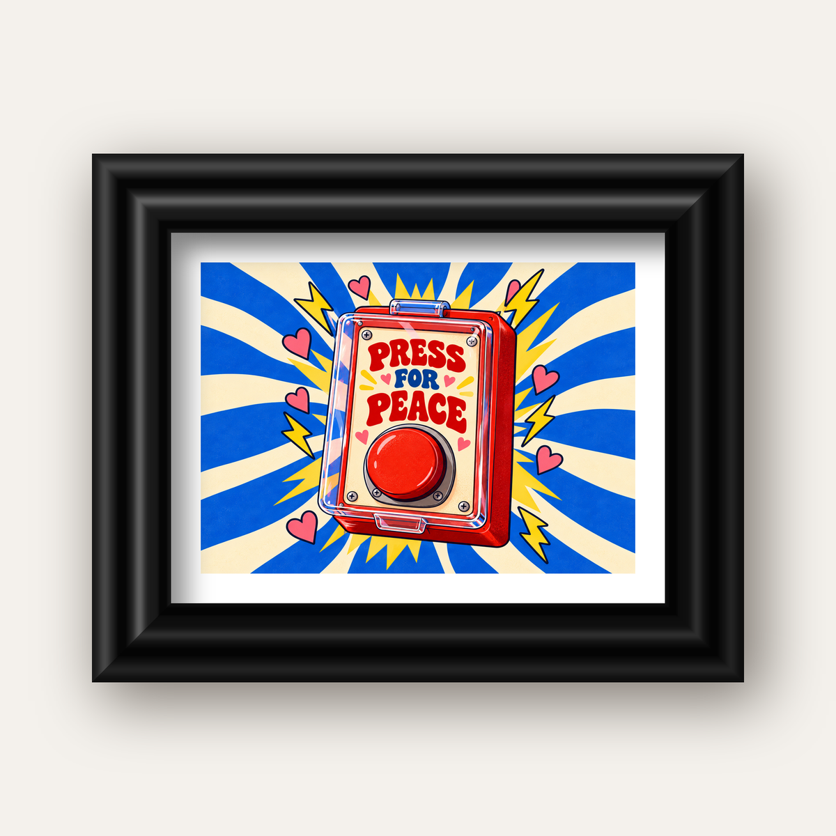 Press for Peace — siyah galeri çerçeveli paspartulu