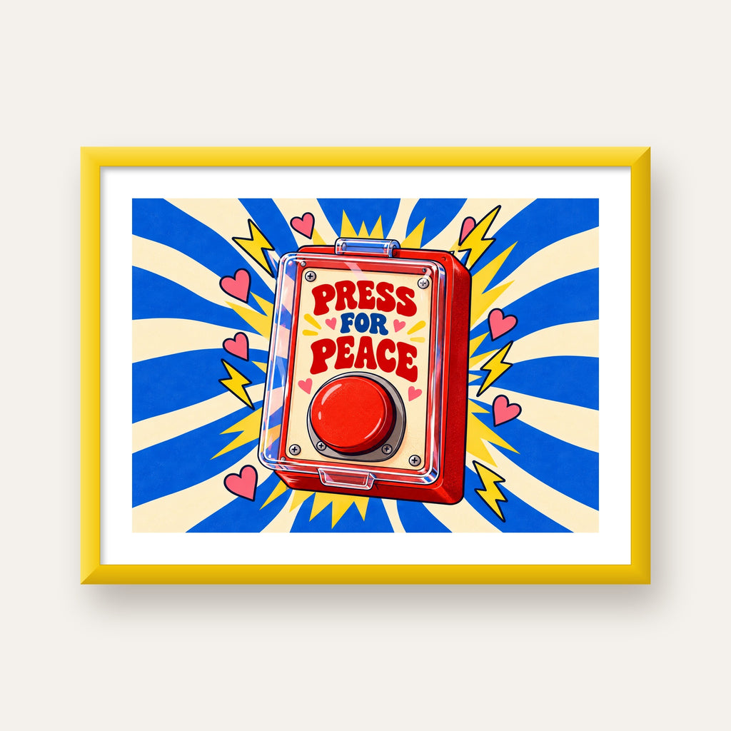 Press for Peace — sarı çerçeveli paspartulu