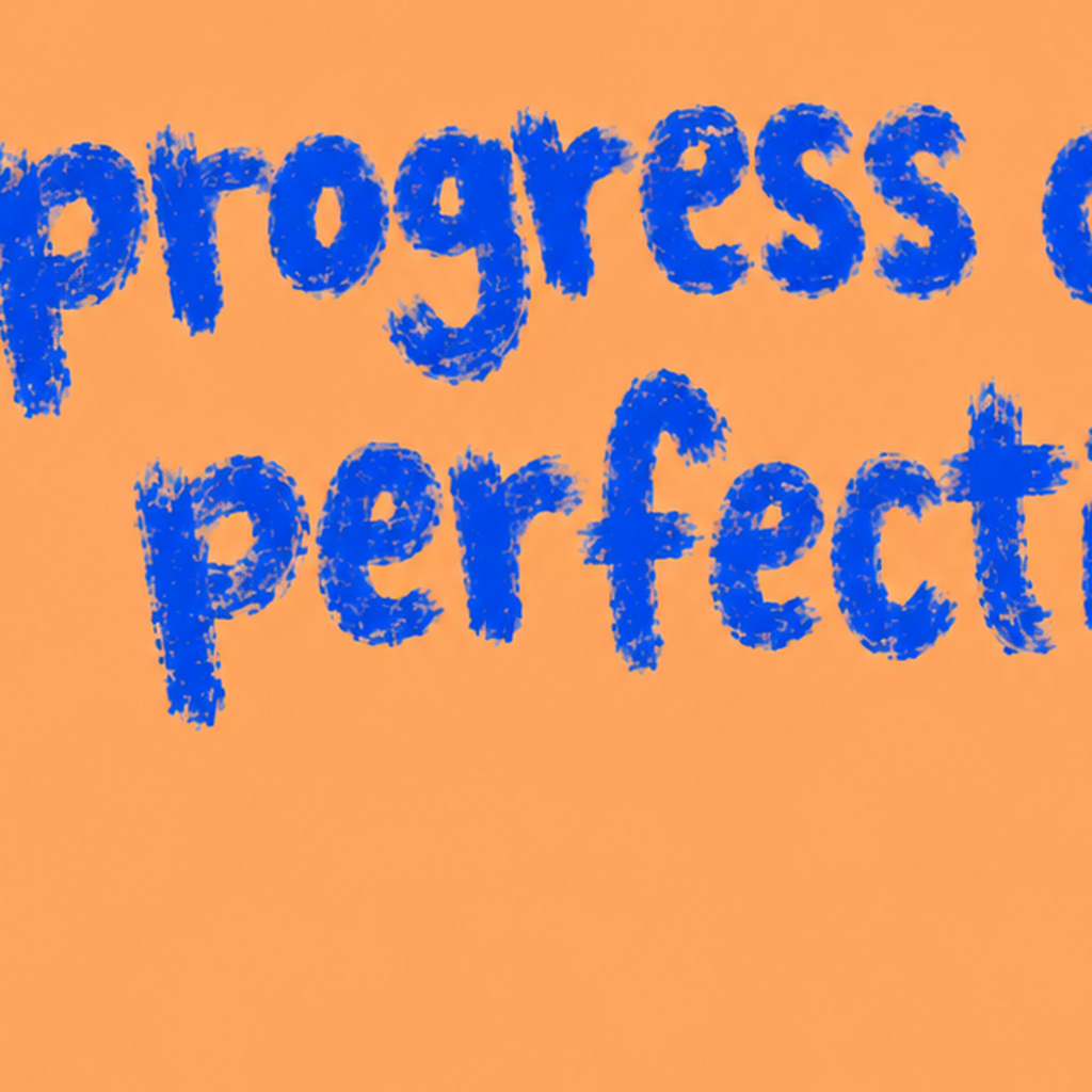 Progress Over Perfection Minimal Turuncu Poster — baskının yakın çekimi, kâğıt dokusu ve renk detayı