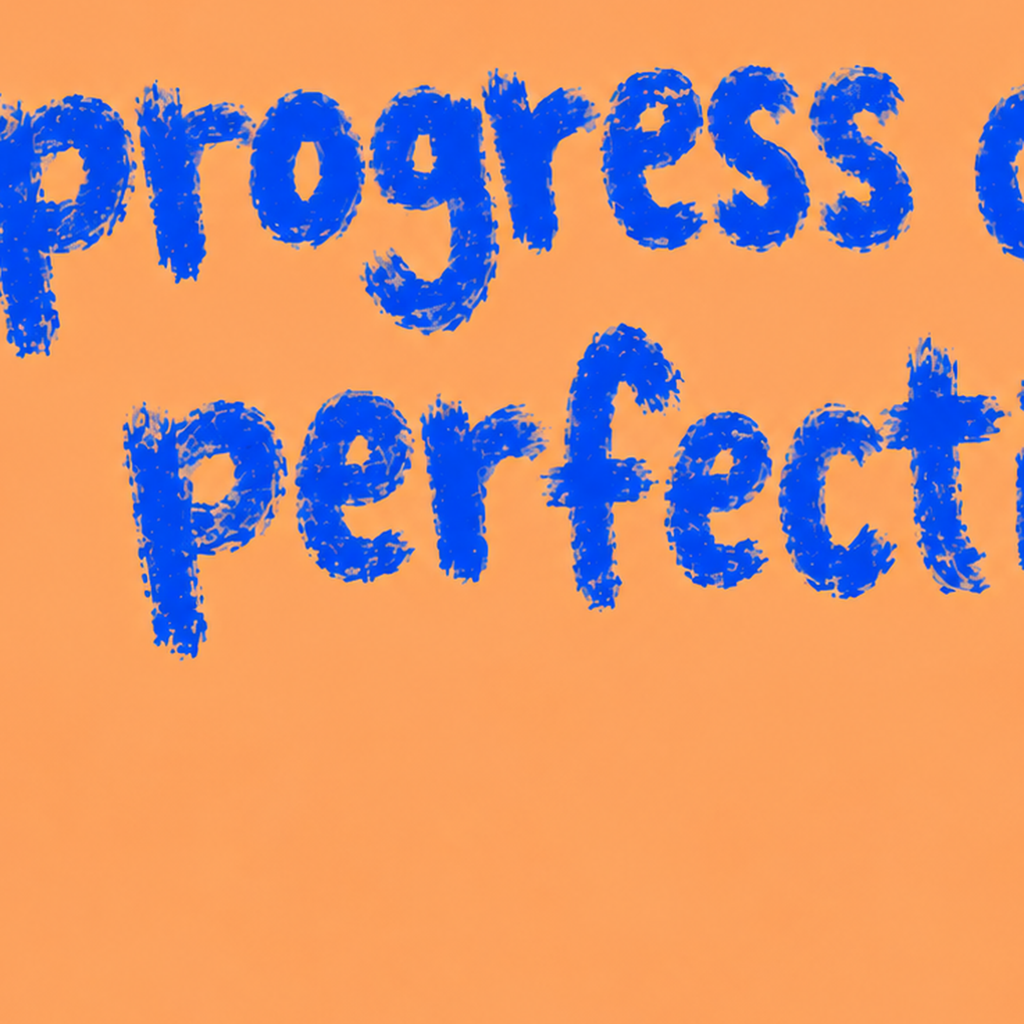 Progress Over Perfection Minimal Turuncu Poster — baskının yakın çekimi, kâğıt dokusu ve renk detayı