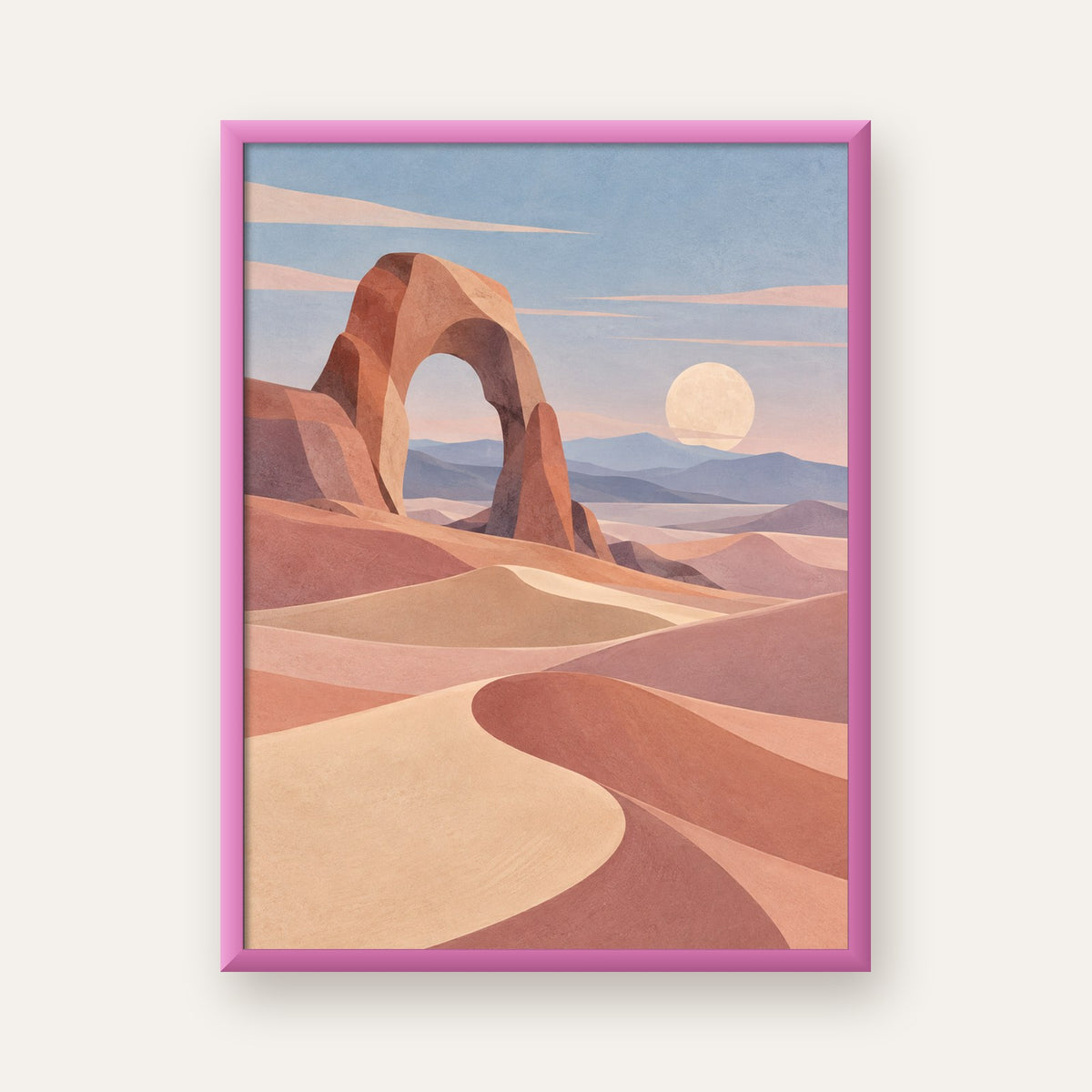 Pudra Geometrik Çöl — pembe çerçeveli