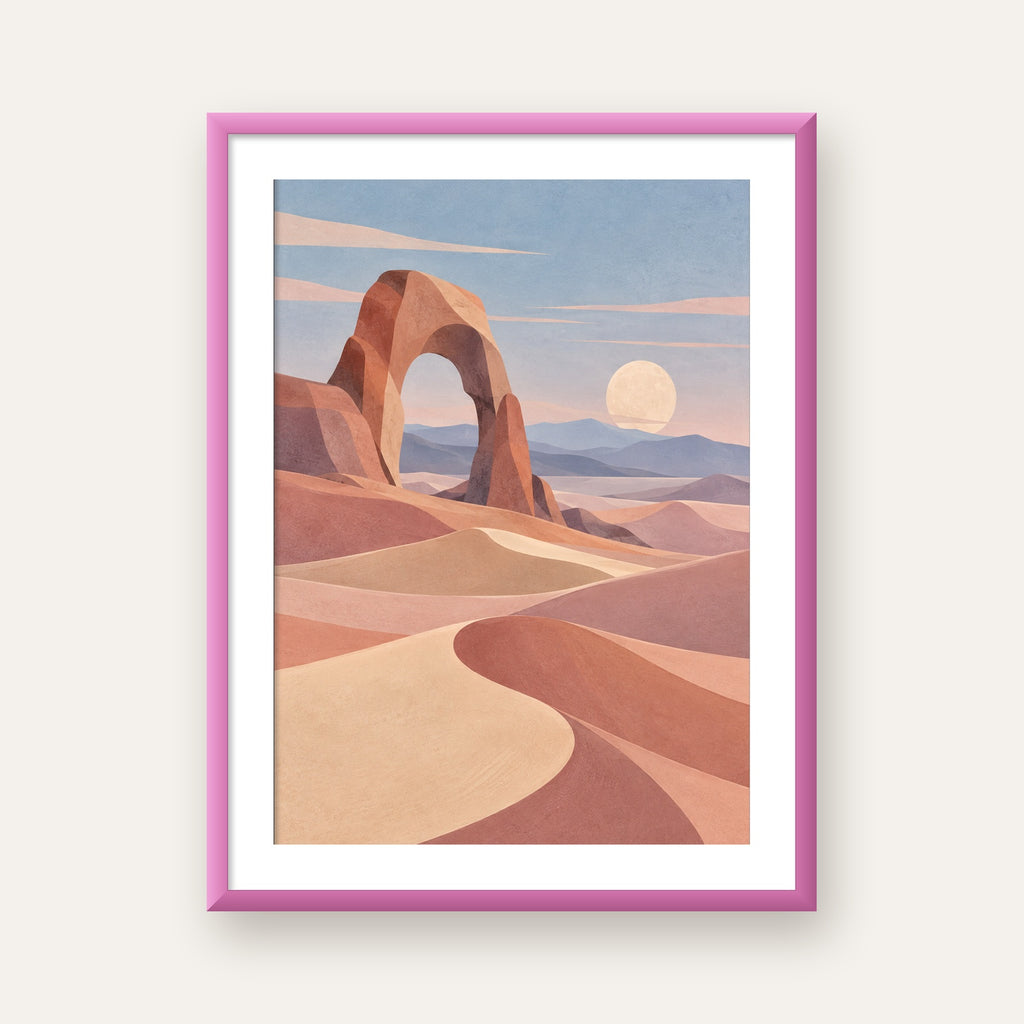 Pudra Geometrik Çöl — pembe çerçeveli paspartulu