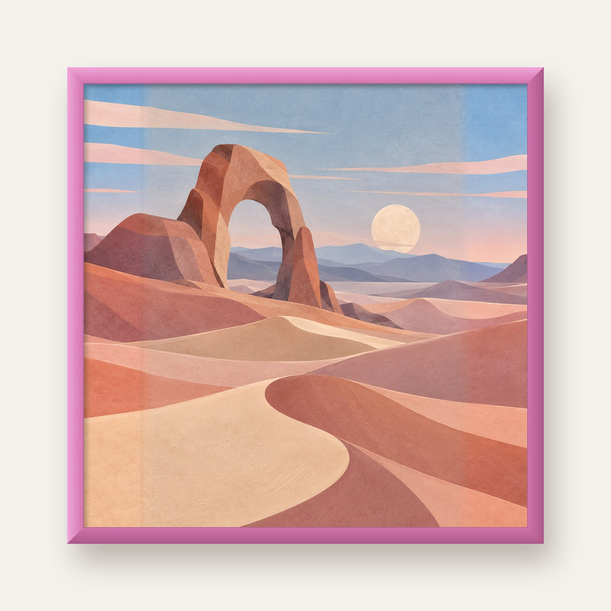 Pudra Geometrik Çöl — pembe çerçeveli