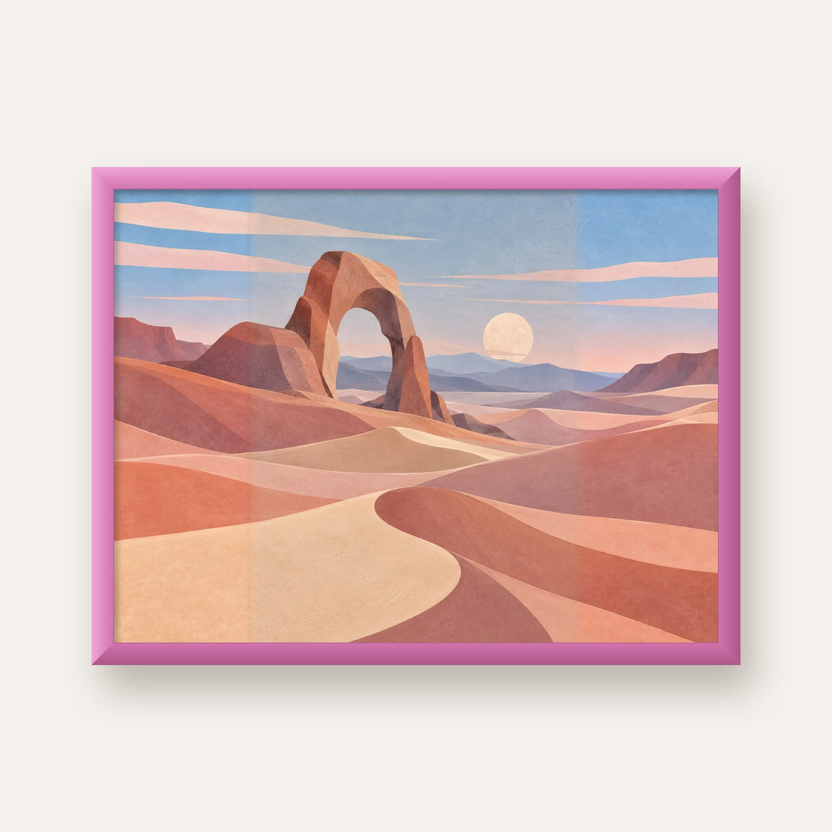 Pudra Geometrik Çöl — pembe çerçeveli