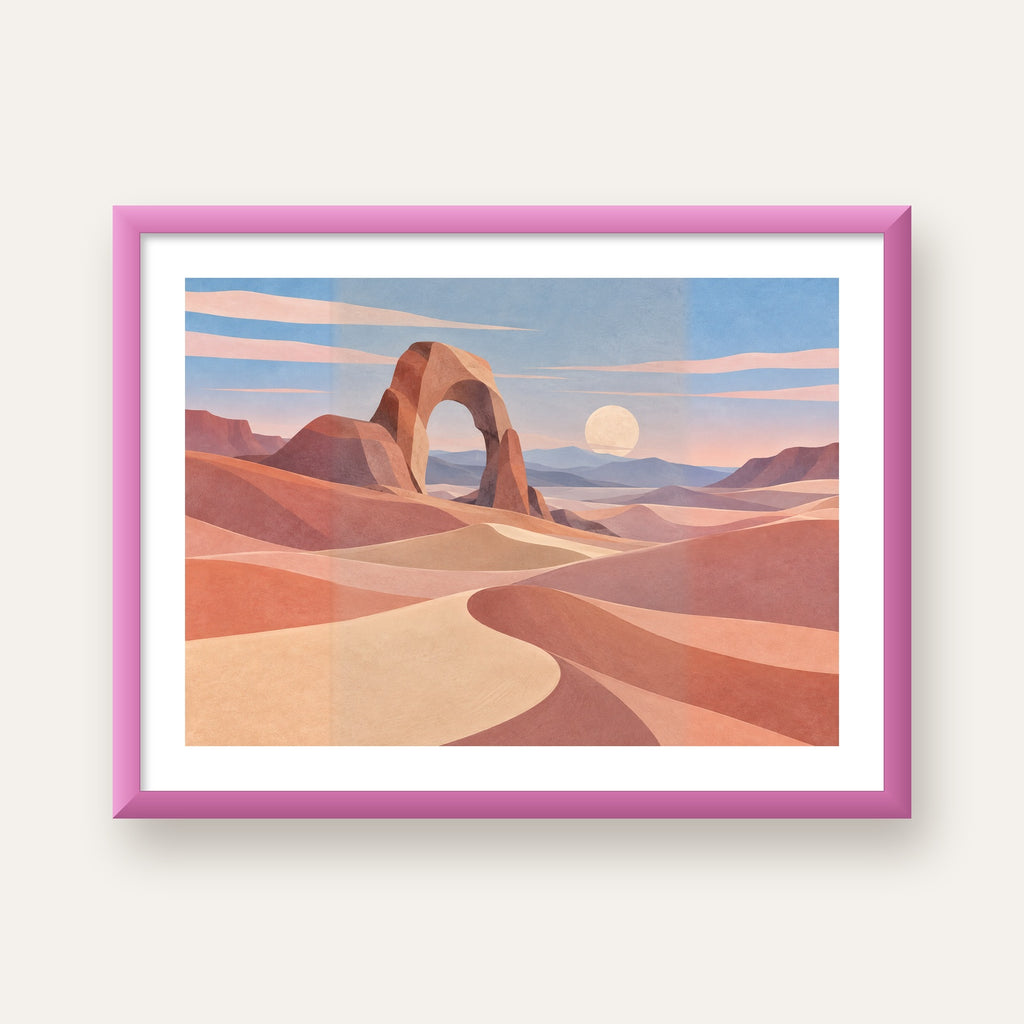 Pudra Geometrik Çöl — pembe çerçeveli paspartulu