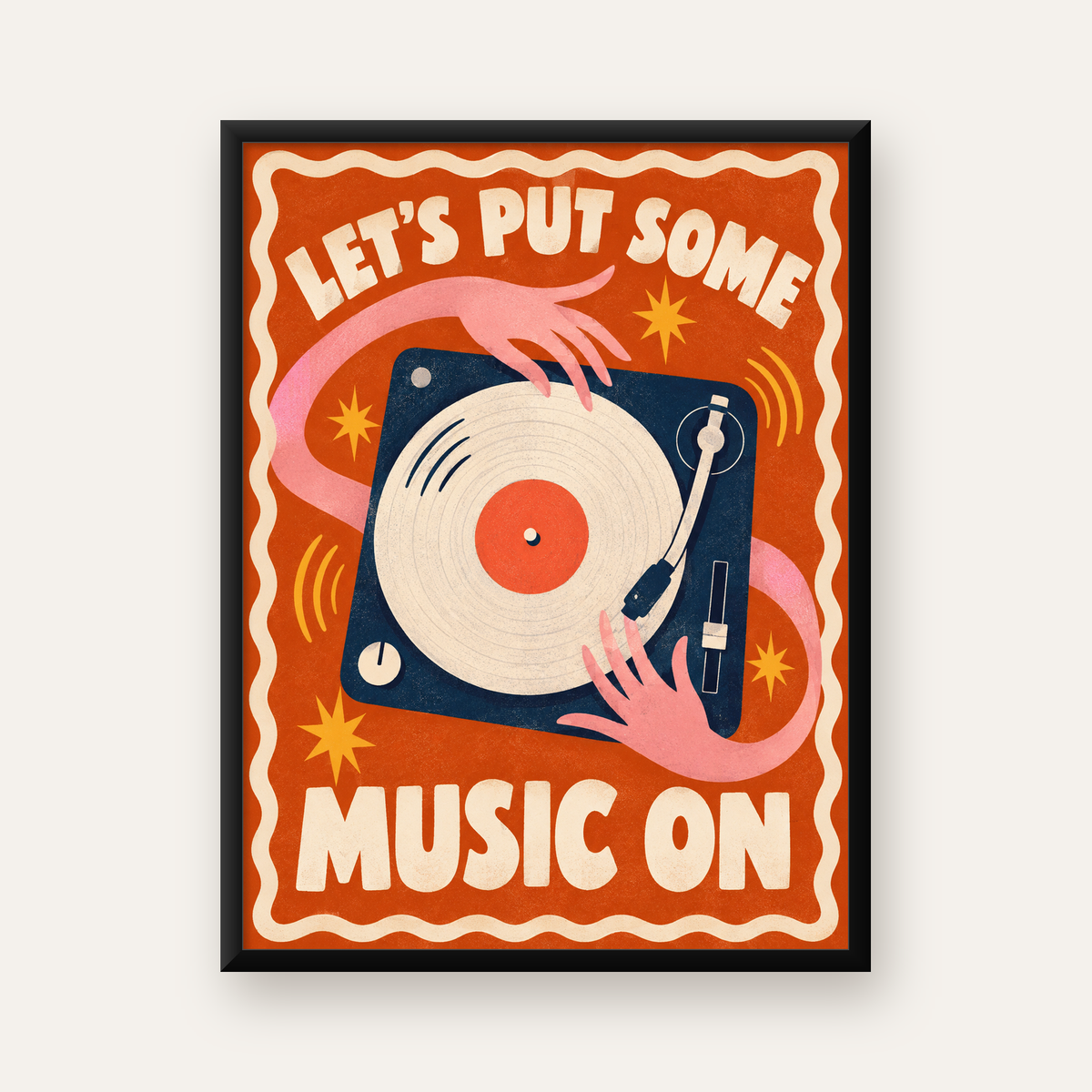 Retro Pikap ve Müzik Temalı Renkli Poster – Vintage Tarz Dekor — Dikey baskı, düz siyah çerçeveli duvar posteri