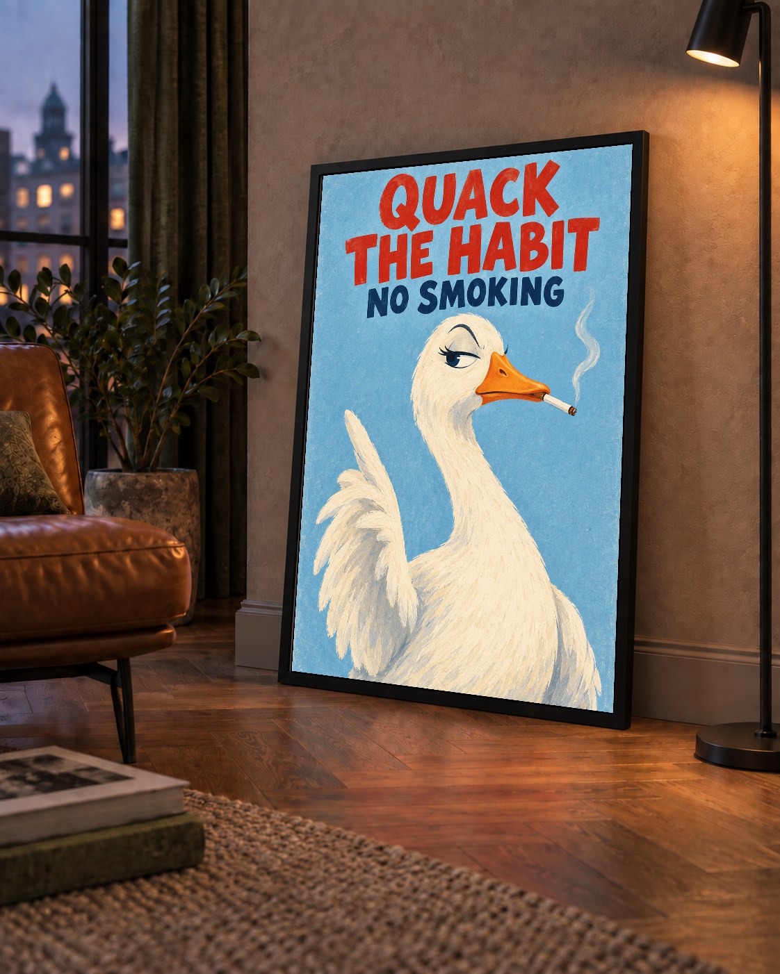 Quack The Habit Mizahi Sigara Karşıtı Ördek Poster