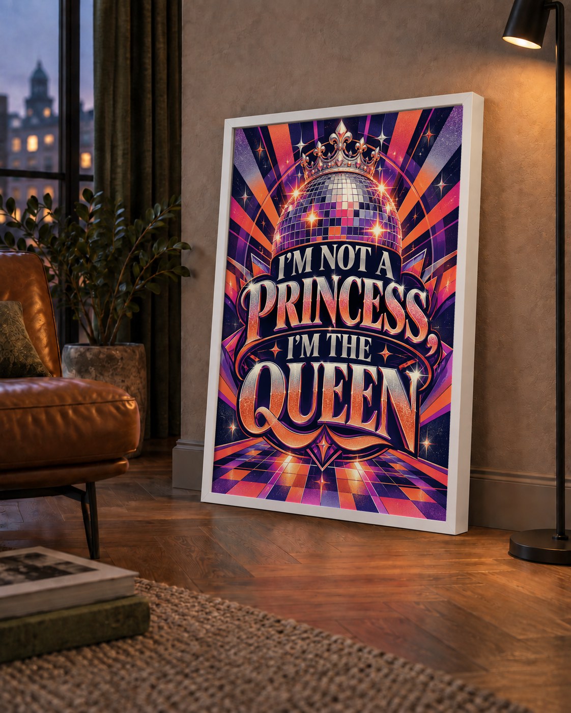 I'm Not a Princess — Disko Kraliçesi — çerçeveli hâliyle bir ev duvarında