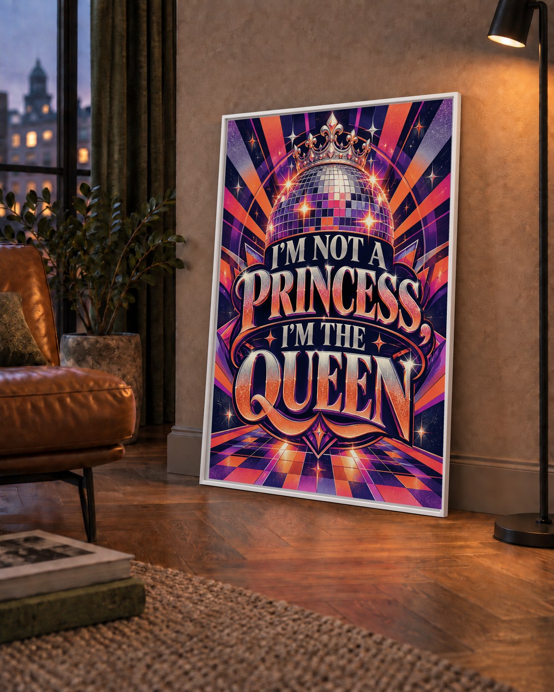 I'm Not a Princess — Disko Kraliçesi — çerçeveli hâliyle bir ev duvarında
